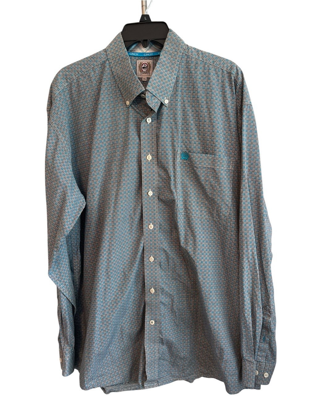 Cinch XL Blue Geometric Button Down Western Shirt Long Sleeve Cowboy